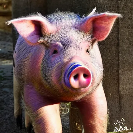 Image similar to mascular pig flexing his armor, profile pic