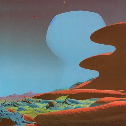 Image similar to martian landscape by Roger Dean