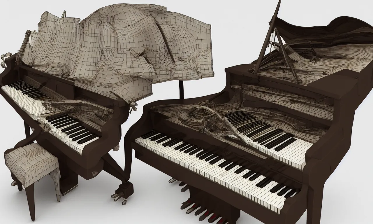 piano, mechanical engineering, realistic engine, 3D