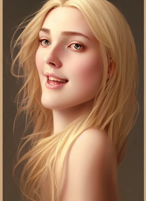 Prompt: beautiful feminine face! portrait of young woman blessed by god with ever - increasing physical mental perfection, blonde, symmetrical! intricate, elegant features, highly detailed, holy perfection!! smile, digital painting, artstation, concept art, smooth, sharp focus, illustration, art by artgerm and greg rutkowski and alphonse mucha