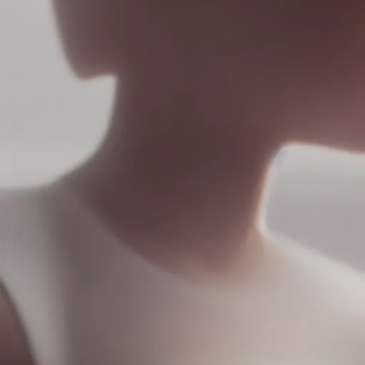 Image similar to a close up of a woman in white, dslr, 8 k, octane beautifully detailed render, cold lighting, cinematic lighting, white background, detailed photo, masterpiece, volumetric lighting, ultra realistic, highly detailed, high quality, lossless, photorealistic, grayscale