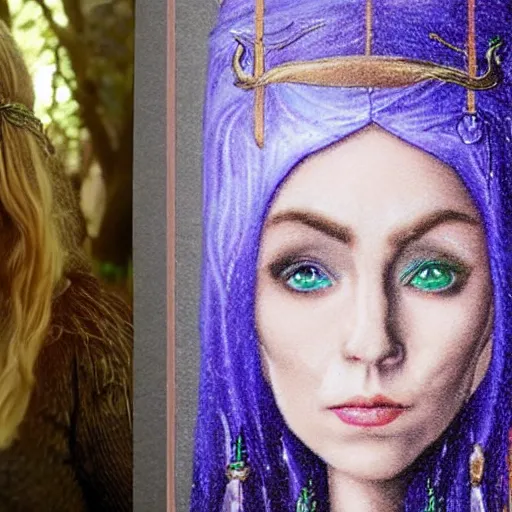 Prompt: a realistic portrait of a female elven wizard, made out of tiny spheres