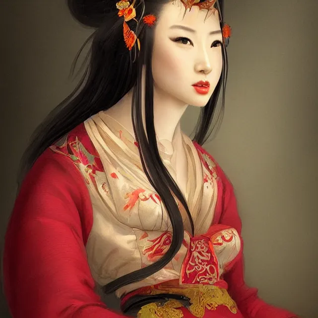 Image similar to beautiful women with oriental faces, character portrait, sharp, digital matte painting, by asher brown durand, trending on artstation