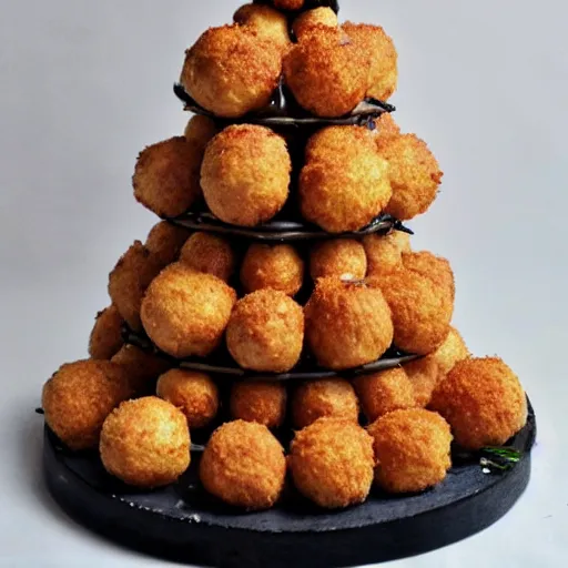 Image similar to a croquembouche made of babies