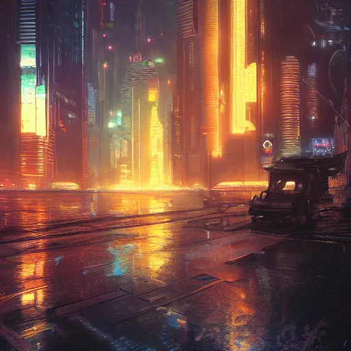 Image similar to cyberpunk city, moon, landscape, intricate, detailed, volumetric lighting, scenery, digital painting, highly detailed, artstation, sharp focus, illustration, concept art, ruan jia, steve mccurry