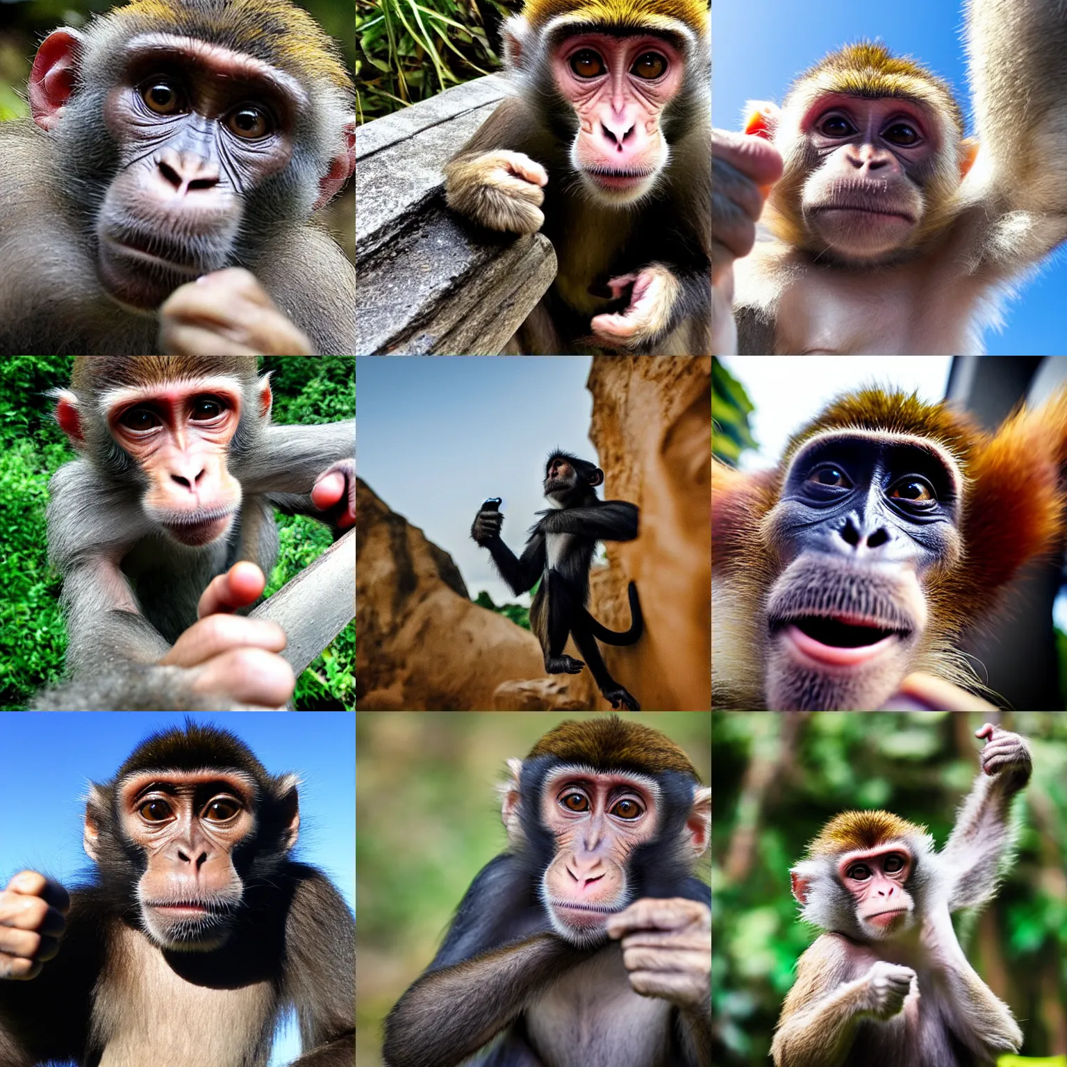 Image similar to selfie of a monkey giving thumbs up