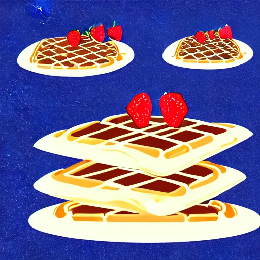 Prompt: book illustration of your mom making gigantic waffles, book illustration, vivid colors, white background