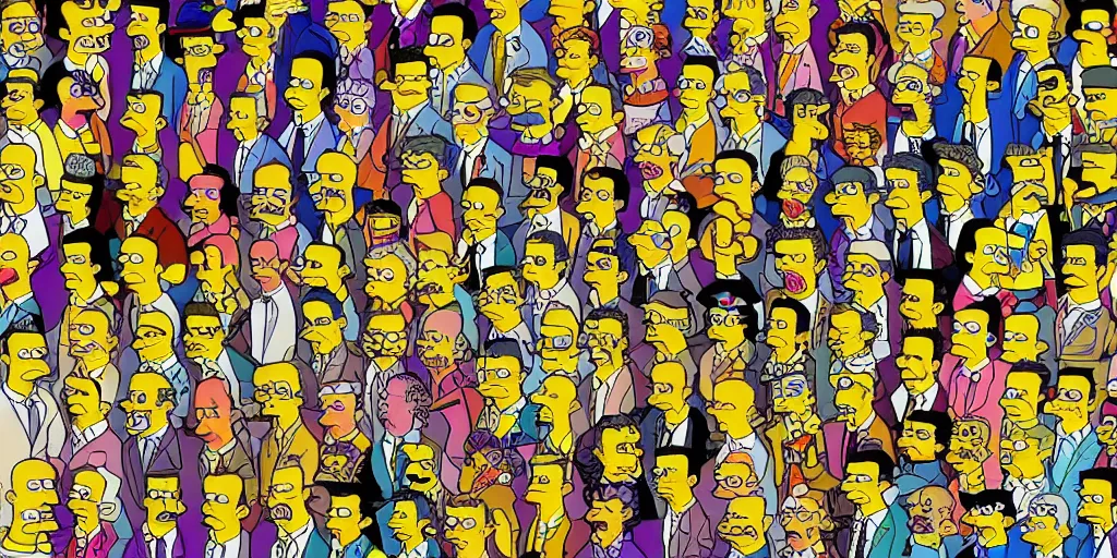 Image similar to the simpsons as a magic eye, autostereograms