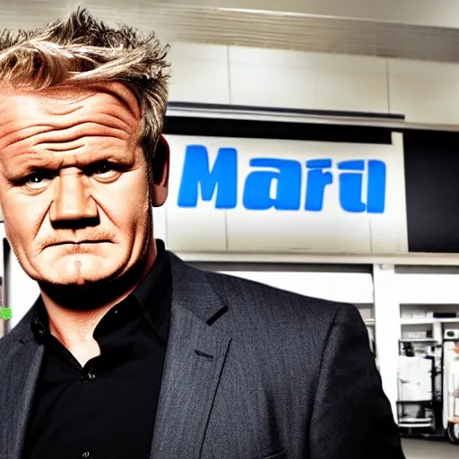 Prompt: angry gordon ramsey standing in a walmart