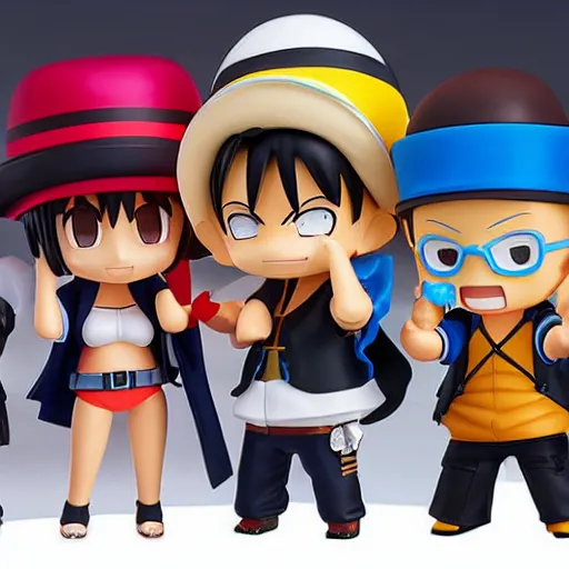 Prompt: high quality portrait flat matte painting of one piece in the style of nendoroid and Toon toys , flat anime style, thick painting, medium close-up