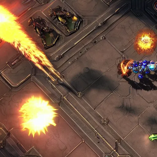 Prompt: black cat in a screenshot of starcraft 2