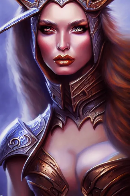 Prompt: female model, fantasy armor, detailed face, tony sart