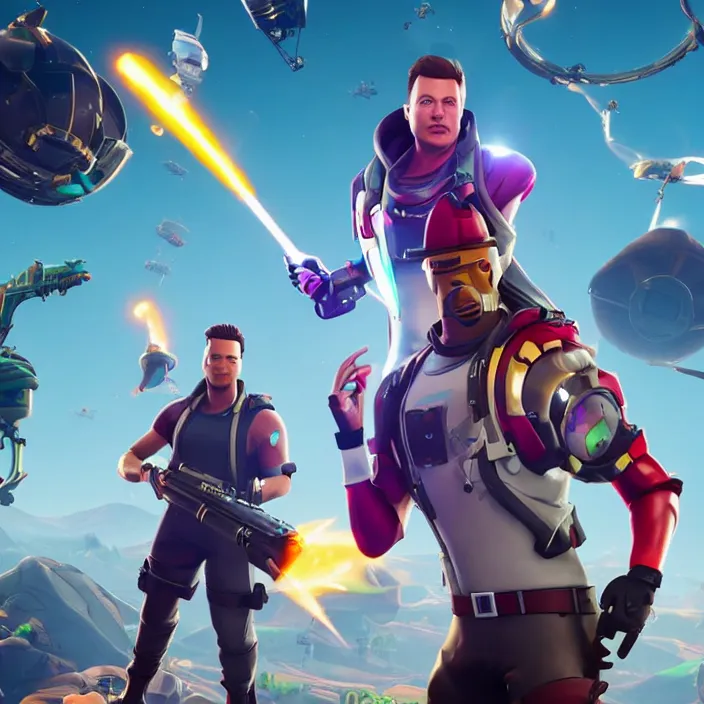 Image similar to Elon musk as a Fortnite character, cinematic, detailed