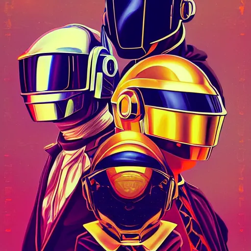 Image similar to daft punk but they're little kids, mucha, mayhem, illustration, by James Jean, artgerm, octane render, by John Coltrane and Marc Simonetti, Manic, inspired by Greg rutkowski, colorful, studio lighting, high detail of the face, full body