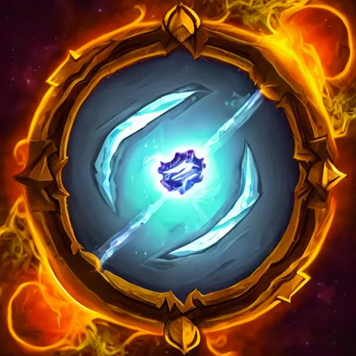 Image similar to glowing magic scroll floating on the table, magic smoke trails on the magical pen, epic fantasy style, in the style of hearthstone artwork