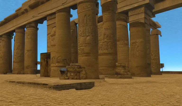 Prompt: GTA clone set in Ancient Egypt, 3DCG, PS2, by Tadanori Yokoo