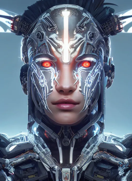Image similar to symmetry!! portrait of cyborg alien in the style of horizon zero dawn, machine face, intricate, elegant, highly detailed, digital painting, artstation, concept art, smooth, sharp focus, illustration, art by artgerm and greg rutkowski and alphonse mucha, 8 k