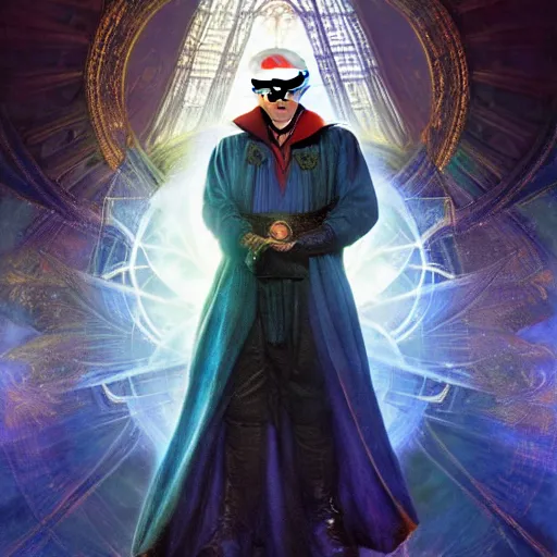 Image similar to bernie sanders as doctor strange, radiant light, caustics, heroic, bright iridescent light, by gaston bussiere, bayard wu, greg rutkowski, maxim verehin