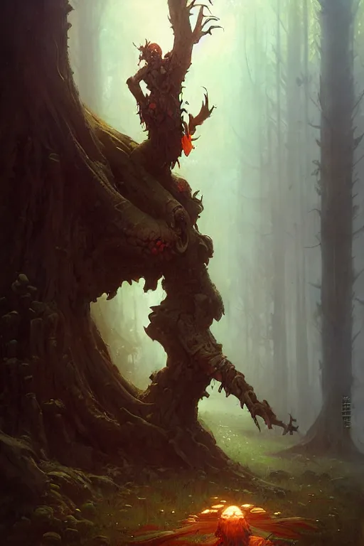 Prompt: friendly ent by bayard wu, anna podedworna, gaston bussiere, greg rutkowski