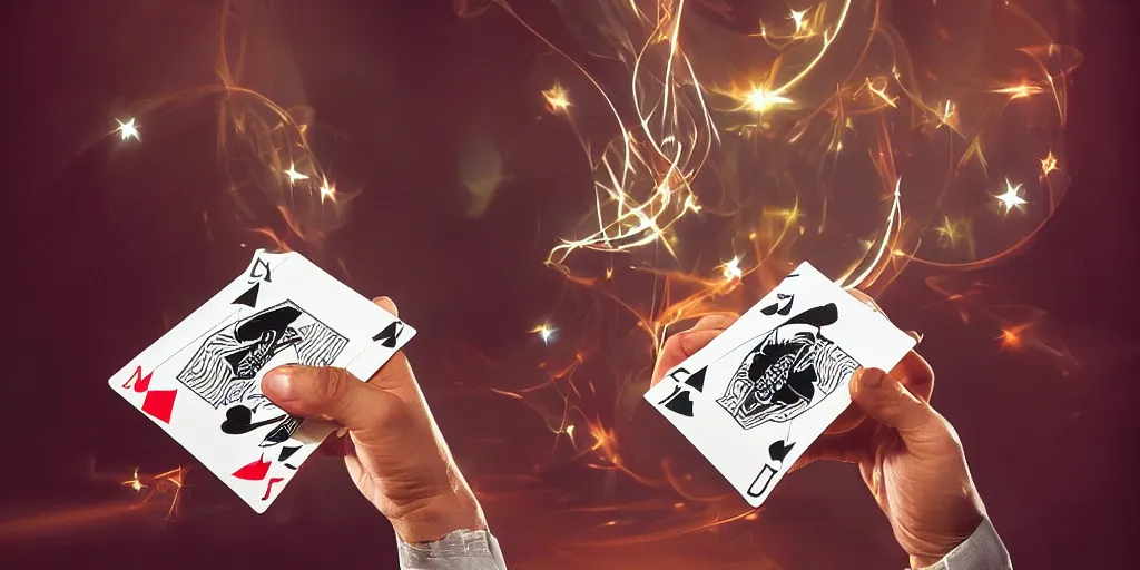 Prompt: magician doing a card trick, cardistry, cards, fantasy, digital art, soft lighting, 8 k