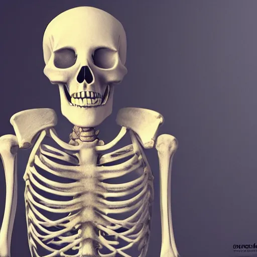 Image similar to bored skeleton, tired of his office work. realistic, ray tracing, renderr 3 d, artstation, masterpiece, hyper realism, sharp focus, dramatic light,