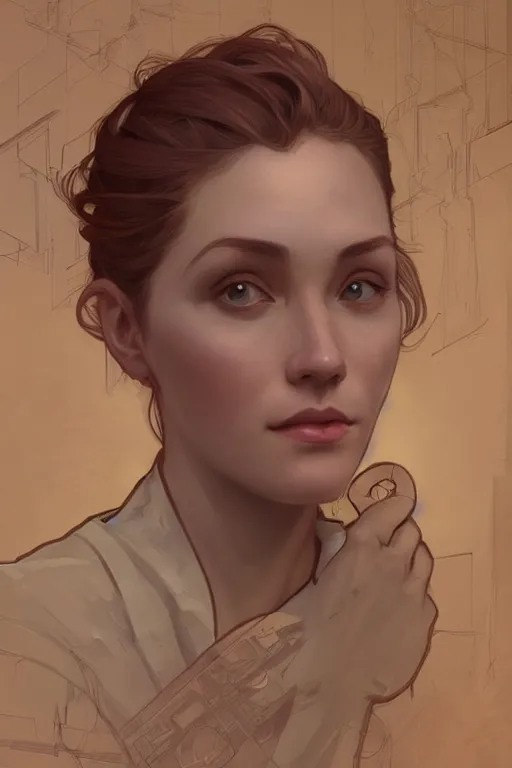 Image similar to portrait of rossa as an architect, highly detailed, digital painting, artstation, concept art, sharp focus, illustration, art by kittichai rueangchaichan and james gurney and alphonse mucha