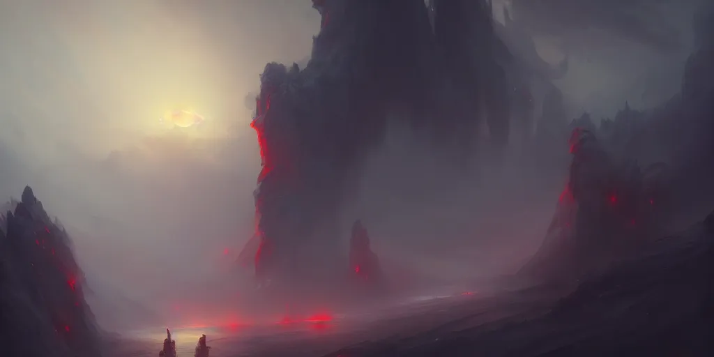 Image similar to hell, 👿, depressing sky, extremely detailed digital painting, in the style of fenghua zhong and ruan jia and jeremy lipking and peter mohrbacher, mystical colors, rim light, beautiful lighting, 8 k, stunning scene, raytracing, octane, trending on artstation