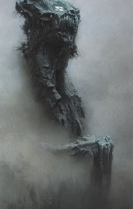 Image similar to beast man, beksinski, ruan jia,