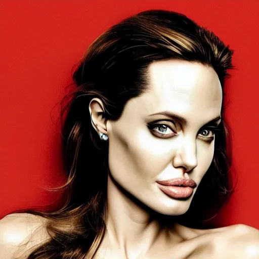 Prompt: portrait of Angelina Jolie in the style of Mario Testino, award-winning, detailed, 82 mm sigma art, close up