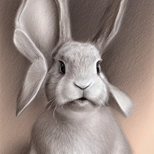 Image similar to rabbit face only, pencil drawing, pastel, by marc simonetti