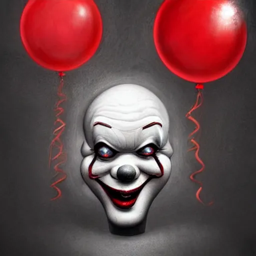 Prompt: surrealism grunge cartoon portrait sketch of a ghost with a wide smile and a red balloon by - michael karcz, loony toons style, pennywise style, horror theme, detailed, elegant, intricate