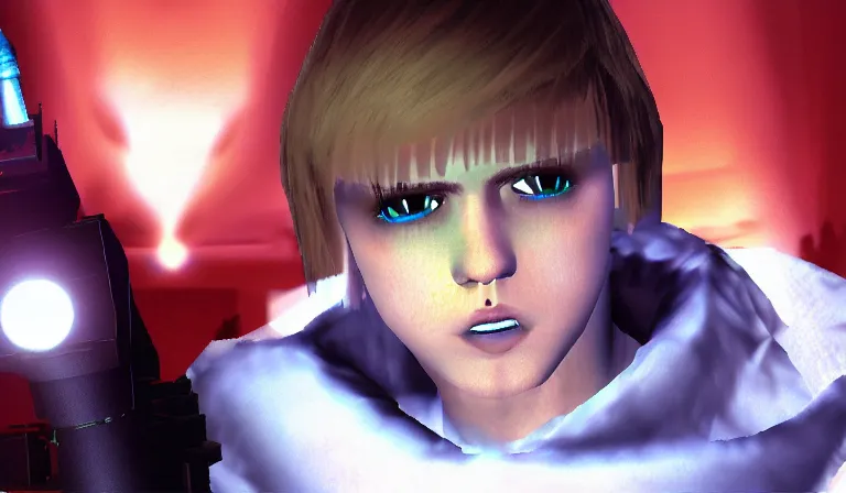 Image similar to Yung Lean in a cutscene from Perfect Dark, 2000, screenshot