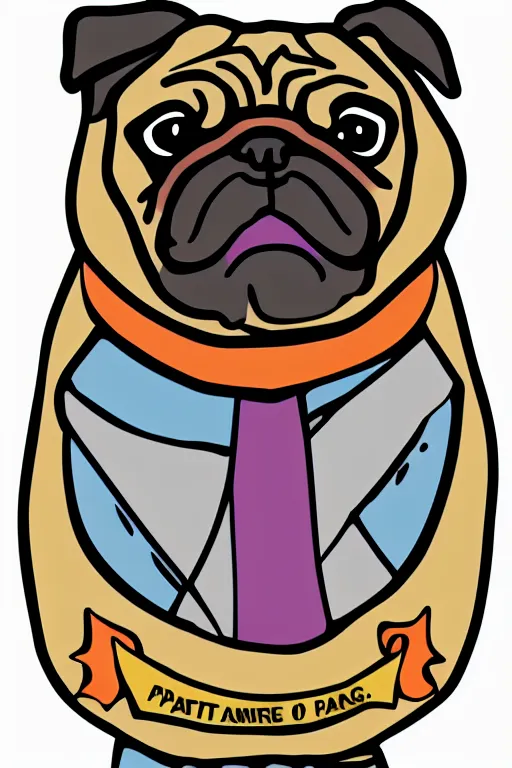 Image similar to Portrait of a pug as the pope, sticker, colorful, illustration, highly detailed, simple, smooth and clean vector curves, no jagged lines, vector art, smooth