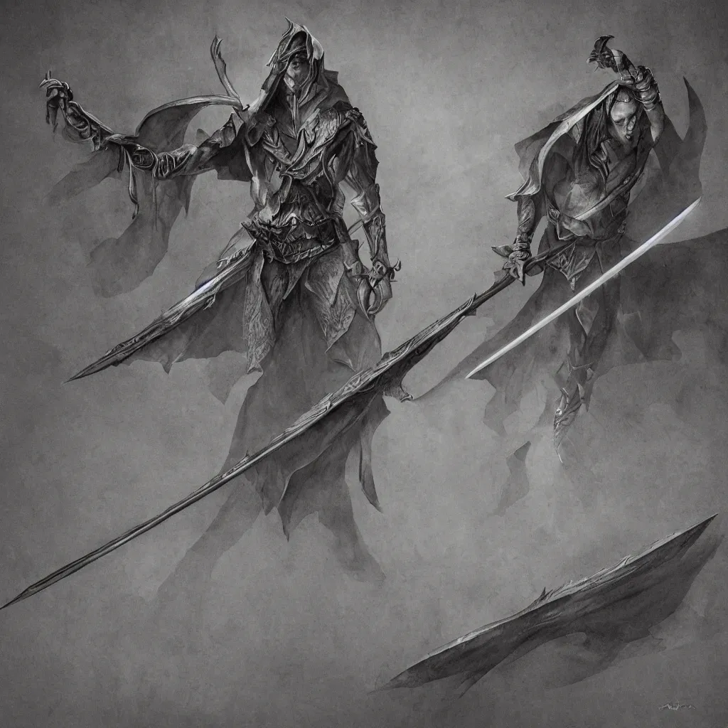 Image similar to longbow manifested from shadow, high detail, fantasy, weapon, shadow magic