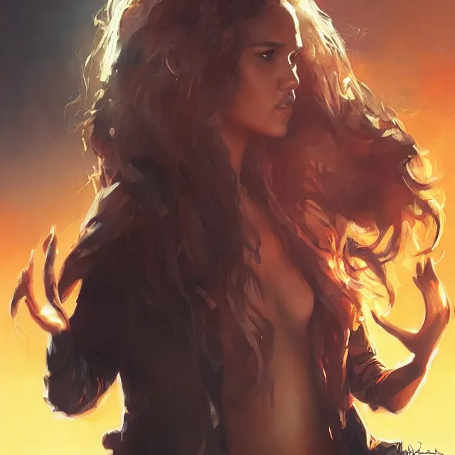 Image similar to the thing jessica alba john carpenter by stanley artgerm lau, wlop, rossdraws, frank frazetta, andrei riabovitchev, marc simonetti