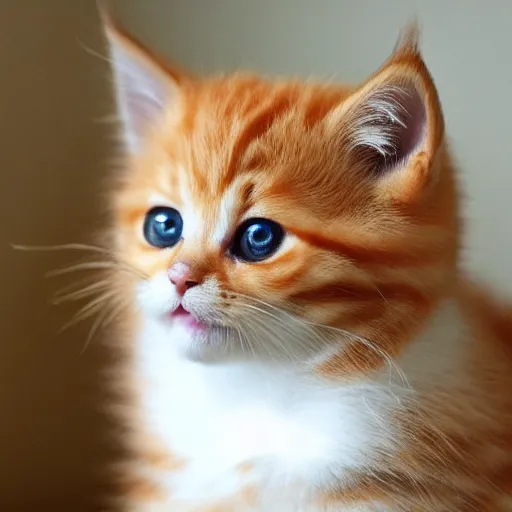 Image similar to cute fluffy orange tabby kitten, award winning