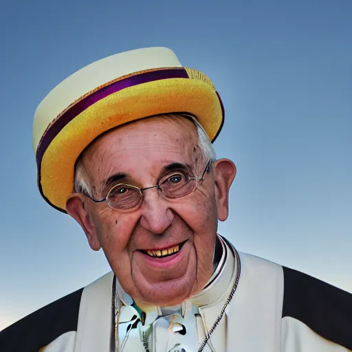 Image similar to pope john paul the 2 nd wearing a sombrero holding a taco, ( sony a 7 r iv, symmetric balance, polarizing filter, photolab, lightroom, 4 k, dolby vision, photography awardm, voque, perfect face )