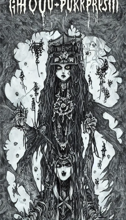 Image similar to ghoulpunk high priestess by Suehiro Maruo and Pamela Colman Smith