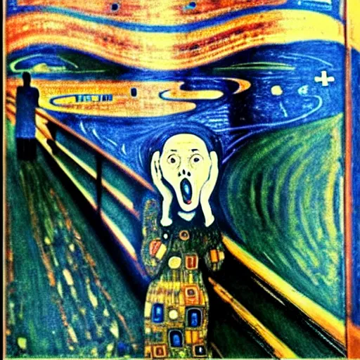 Image similar to The Scream by Gustav Klimt,