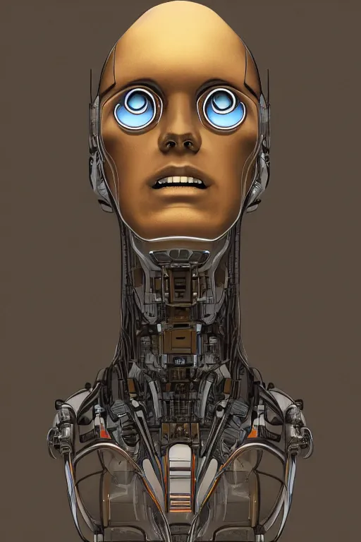 Image similar to A portrait of a robot by Moebius, trending on Artstation