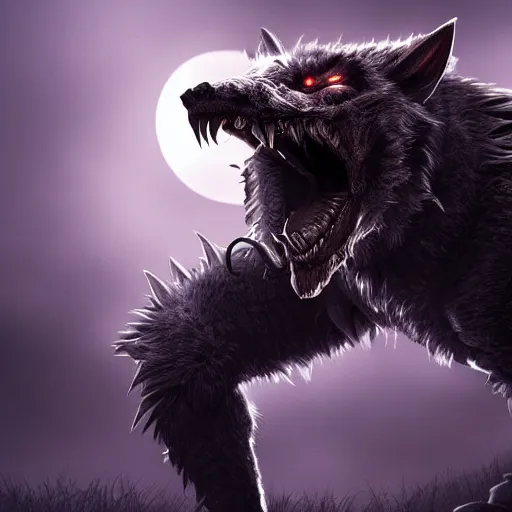 Image similar to armoured werewolf highly detailed, dramatic lighting, cinematic, 4k