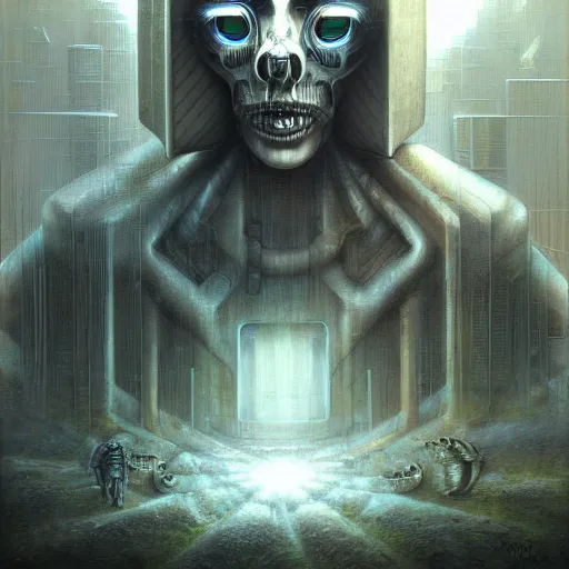 Image similar to Ghost in the machine by Tomasz Alen Kopera, cyberpunk, masterpiece