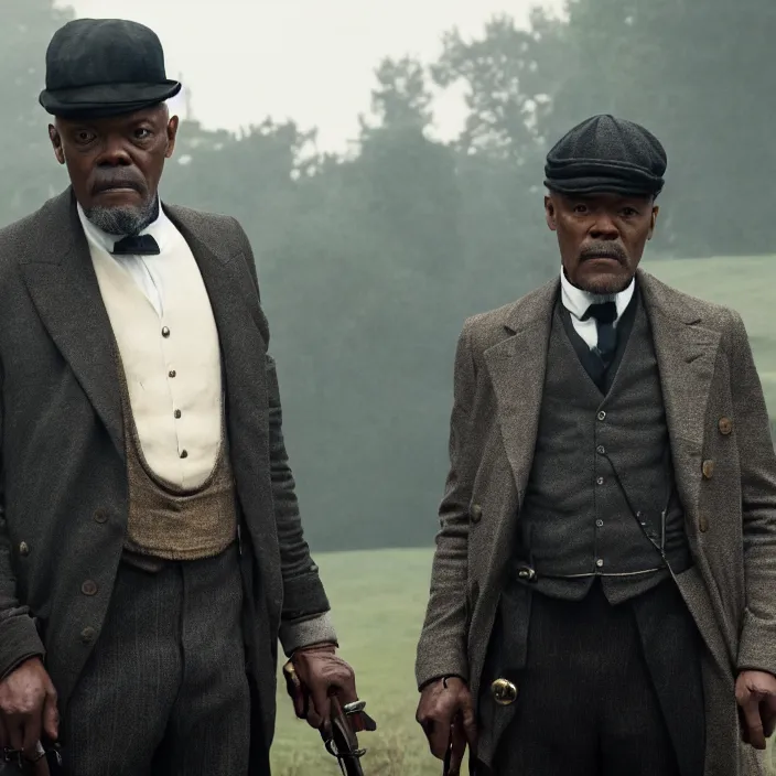 Image similar to film still of Samuel L Jackson in peaky blinders, 4k