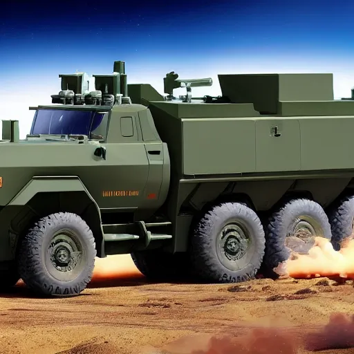 Image similar to high quality picture of HIMARS with rockets, Cars Pixar movie style, detailed, green