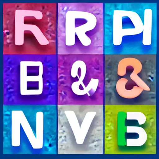 Prompt: colorful letters in 3 d icons