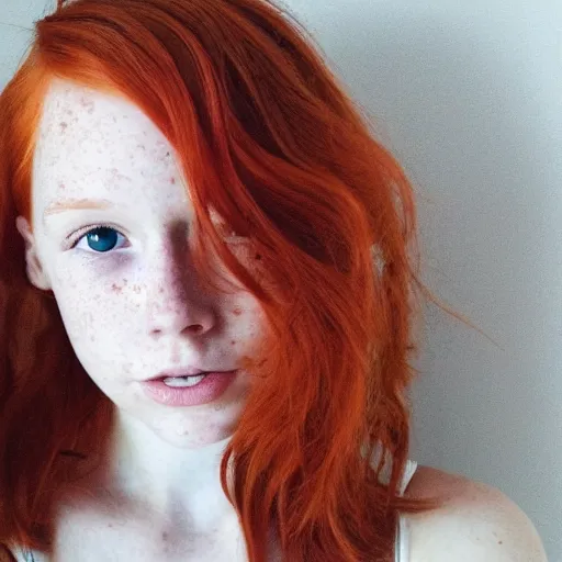 Image similar to a portrait of a redhead girl with freckles