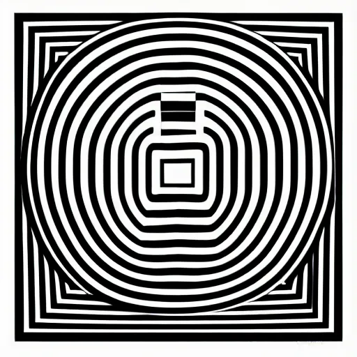 Image similar to optical illusion image, circles, squares, lines, black and white, illusion, hidden message, subliminal