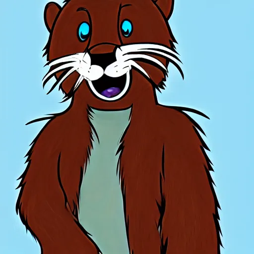 Image similar to stylized expressive furry art by blotch and rukis of an anthro otter