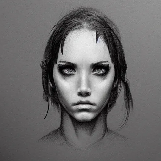 Prompt: “work in progress pencil sketch of a Cyberpunk girl, concept art, black and white, high contrast, hiperrealist, photorealist, artstation trending, deviantart”