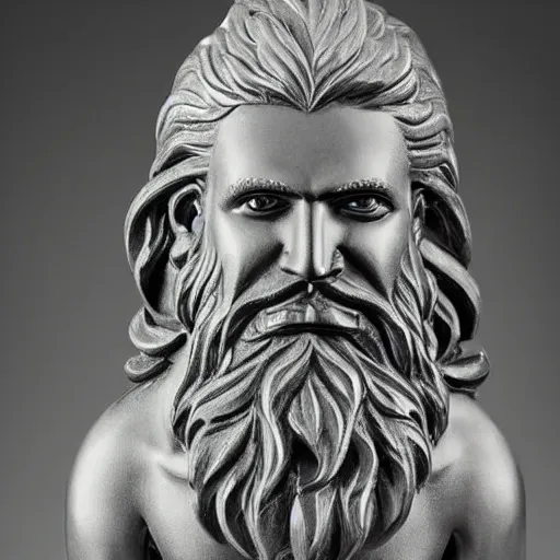 Prompt: a flawless, purely water spirit sculpture of a man with long hair, with trimmed beard, smiling widely. water spirit statue, extremely detailed, award-winning art, trending on Artstation